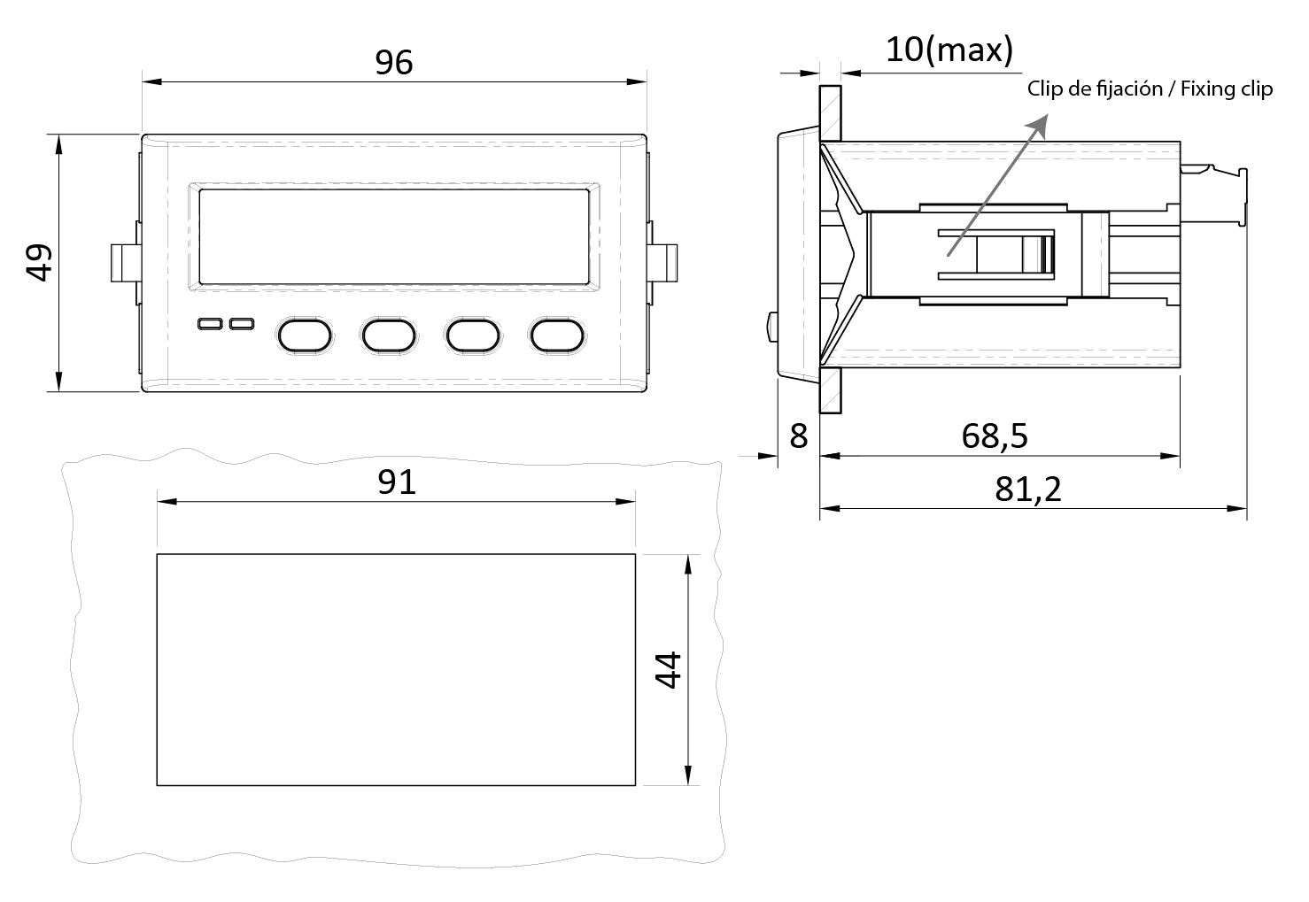 Ampèremètre numérique - DJ-A72DC - Tense Electronic - DC / monté en panneau  / pour applications industrielles